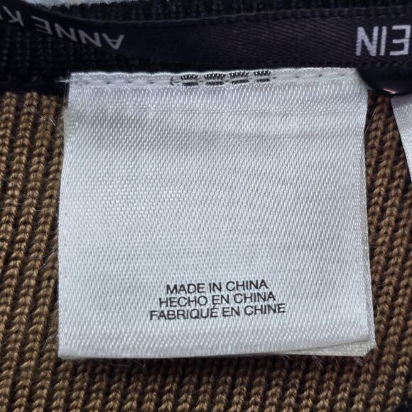 Anne Klein Poncho Cape Womens Medium Black Tan Knit Old Money Equestrian Boho - Picture 5 of 14